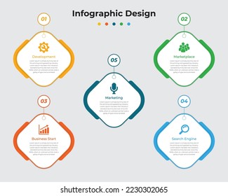 Plantilla de infografías de negocios, diseño de infografías creativas, se puede utilizar para diseño de flujo de trabajo, ilustración vectorial