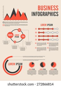 Business infographics template decorated with different graphs for data presentation.