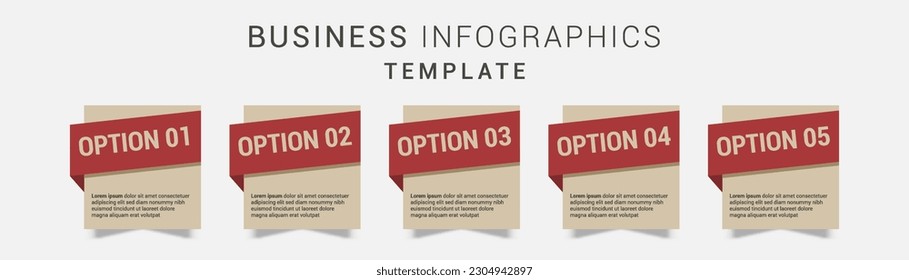 Business infographics template design with 5 options steps process diagram paper concept flow chart info graph workflow layout background