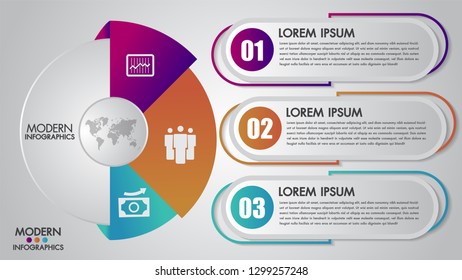 Business infographics template for diagram, graph, presentation and chart.Elements concept with 3 options, parts, steps or processes.Abstract background