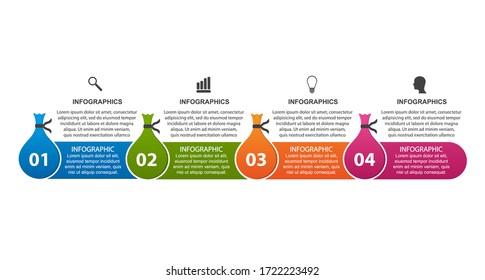 Business infographics template in the form of bag of money.