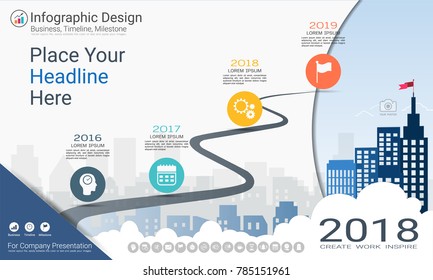 Plantilla de infografías de negocios, Planeación de hitos o Hoja de ruta con opciones de diagrama de flujo de procesos 4, Plan estratégico para definir valores de empresa, Programación en administración de proyectos para hacer hechos y estadísticas.