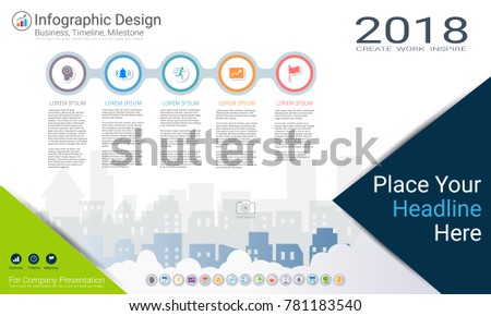 business infographics template milestone timeline road stock vector