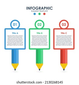 Business infographics template with pencil. Can be used for presentations, banner or web design. Education illustration.