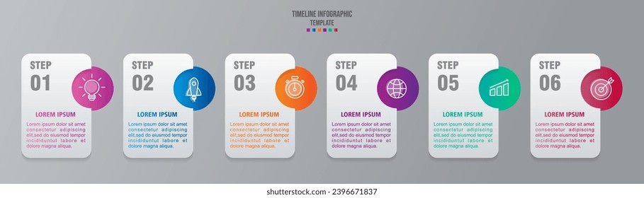 Plantilla de infografía empresarial para presentación con 6 opciones, ilustración vectorial