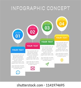 Business infographics template for presentation, education, web design, banners, brochures. Clean numbered banners for sample text or step lable infographic elements.Vector design template, eps10