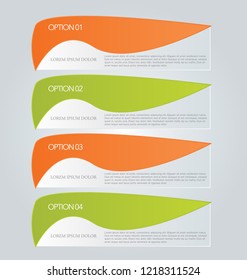 Business infographics template for presentation, education, web design, banners, brochures, flyers. Orange and green tabs. Vector illustration.