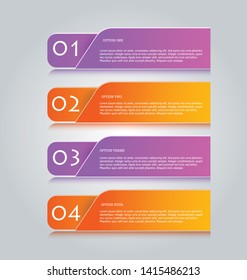 Business Infographics Template For Presentation, Education, Web Design, Banners, Brochures, Flyers. Purple And Orange Tabs. Vector Illustration.