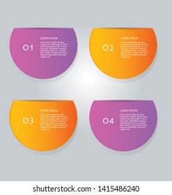 Business infographics template for presentation, education, web design, banners, brochures, flyers. Purple and orange tabs. Vector illustration.