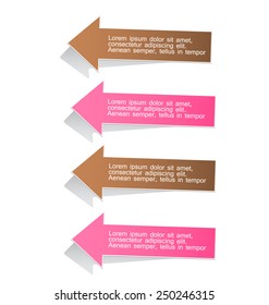 Business infographics template for presentation, education, web design, banners, brochures, flyers. Brown and pink colors. Vector illustration.