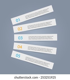Business infographics template for presentation, education, web design, banners, brochures, flyers. Blue and orange tabs. Vector illustration.
