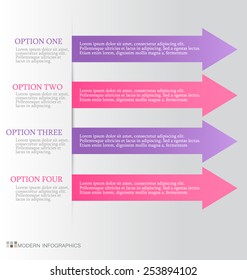 Business infographics template for presentation, education, web design, banners, brochures, flyers. Purple and pink tabs. Vector illustration.