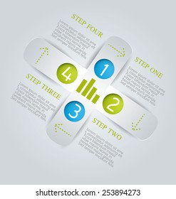 Business infographics template for presentation, education, web design, banners, brochures, flyers. Blue and green tabs. Vector illustration.