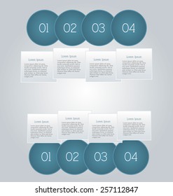 Business infographics template for presentation, education, web design, banners, brochures, flyers. Dark blue tabs. Vector illustration.