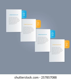 Business infographics template for presentation, education, web design, banners, brochures, flyers. Blue and orange tabs. Vector illustration.