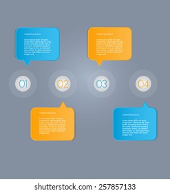 Business infographics template for presentation, education, web design, banners, brochures, flyers. Blue and orange tabs. Vector illustration.