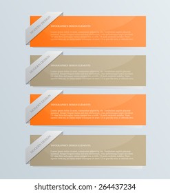 Business infographics template for presentation, education, web design, banners, brochures, flyers. Orange tabs. Vector illustration.