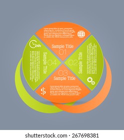 Business infographics template for presentation, education, web design, banners, brochures, flyers. Orange and green tabs. Vector illustration.