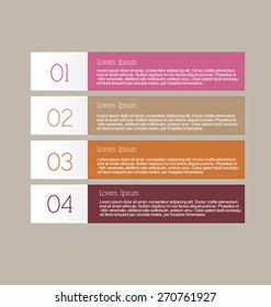 Business infographics template for presentation, education, web design, banners, brochures, flyers. Retro colors tabs. Vector illustration