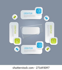 Business infographics template for presentation, education, web design, banners, brochures, flyers. Blue and green tabs. Vector illustration.