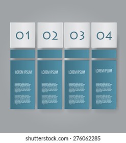 Business infographics template for presentation, education, web design, banners, brochures, flyers. Dark blue tabs. Vector illustration.