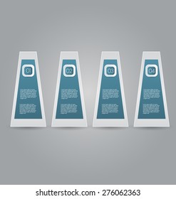 Business infographics template for presentation, education, web design, banners, brochures, flyers. Dark blue tabs. Vector illustration.