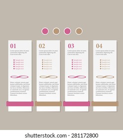 Business infographics template for presentation, education, web design, banners, brochures, flyers. Retro colors tabs. Vector illustration.