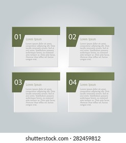 Business infographics template for presentation, education, web design, banner, brochure, flyer. Green tabs. Vector illustration.