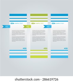 Business infographics template for presentation, education, web design, banners, brochures, flyers. Blue and green tabs. Vector illustration.