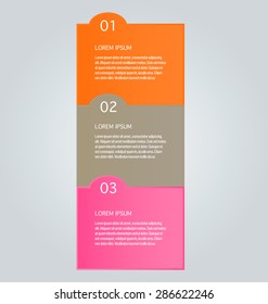 Business infographics template for presentation, education, web design, banners, brochures, flyers. Orange, brown, pink, blue color tabs. Vector illustration.