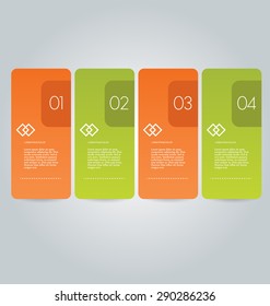 Business infographics template for presentation, education, web design, banners, brochures, flyers. Orange and green tabs. Vector illustration.