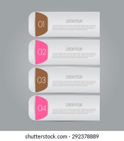Business infographics template for presentation, education, web design, banners, brochures, flyers. Brown and pink colors. Vector illustration.