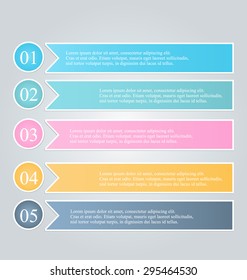 Business infographics template for presentation, education, web design, banners, brochures, flyers. Retro colors tabs. Vector illustration.