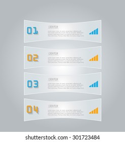 Business infographics template for presentation, education, web design, banners, brochures, flyers. Blue and orange tabs. Vector illustration.
