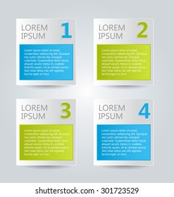 Business infographics template for presentation, education, web design, banners, brochures, flyers. Blue and green tabs. Vector illustration.