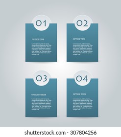 Business infographics template for presentation, education, web design, banners, brochures, flyers. Dark blue tabs. Vector illustration.