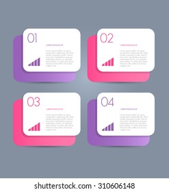 Business infographics template for presentation, education, web design, banners, brochures, flyers. Purple and pink tabs. Vector illustration.
