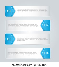 Business infographics template for presentation, education, web design, banners, brochures, flyers. Blue tabs. Vector illustration.