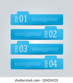 Business infographics template for presentation, education, web design, banners, brochures, flyers. Blue tabs. Vector illustration.