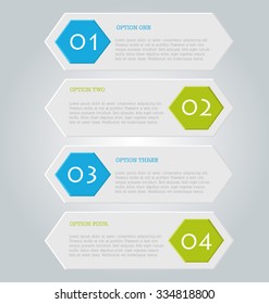 Business infographics template for presentation, education, web design, banners, brochures, flyers. Blue and green tabs. Vector illustration