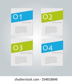 Business infographics template for presentation, education, web design, banners, brochures, flyers. Blue and green tabs. Vector illustration