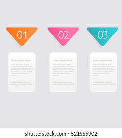 Business infographics template for presentation, education, web design, banners, brochures, flyers. Orange, brown, pink, blue color tabs. Vector illustration