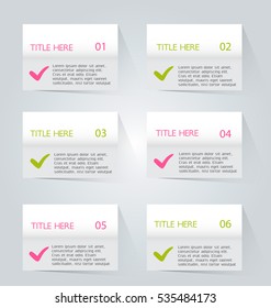 Business infographics template for presentation, education, web design, banners, brochures, flyers. Pink and green tabs. Vector illustration