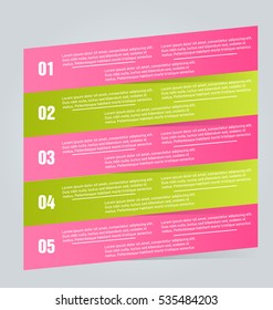 Business infographics template for presentation, education, web design, banners, brochures, flyers. Pink and green tabs. Vector illustration