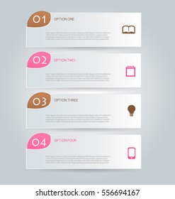 Business infographics template for presentation, education, web design, banners, brochures, flyers. Brown and pink colors. Vector illustration