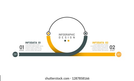 Business Infographics Template For Presentation. Timeline With 2 Steps Options, Circle. Vector Illustration.