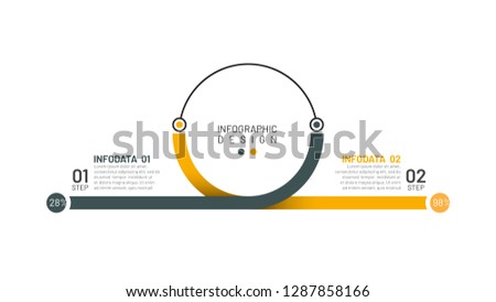 Business infographics template for presentation. Timeline with 2 steps options, circle. Vector illustration.