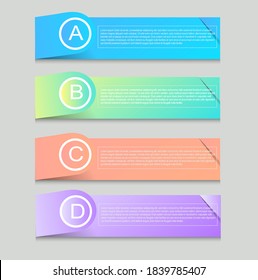 Business infographics template for presentation, web design, banners, brochures, flyers.orange purple blue green tabs Vector illustration.