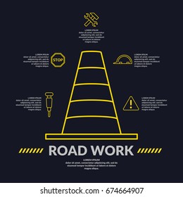 Business infographics template for text and information Road work. Fully editable file. Vector illustration.