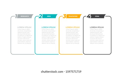 Business infographics template. Thin line label. Vector design with icons and 4 options or steps.